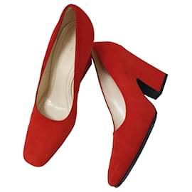 Celine Helle Rote Wildleder Pumps Größe 38 Gebraucht - Céline