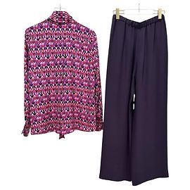 Completo pantaloni e blusa in seta Valentino - Taglia donna 40/42 usato