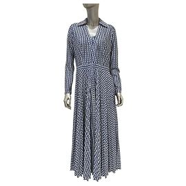 Valentino Blau V-Print Maxi Kleid Gr. M Gebraucht