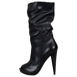 Botas abertas de couro preto Alexander McQueen NWOB Tamanho 37 Usadas