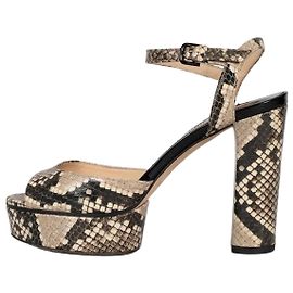 Sandali con tacco a blocco in pelle con stampa animale Jimmy Choo 36 usati