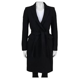 Abrigo ceñido de lana y angora negro Saint Laurent NWOT - Talla L (FR40) Pre-owned