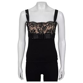 Top de lana negra Valentino con lentejuelas y encaje Talla S Usado