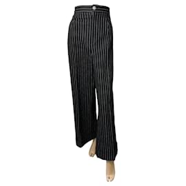 CHANEL 2023 Jeans a gamba larga a righe bianche e nere Taglia 42 - Chanel