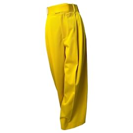 Pantaloni in lana gialla a vita alta Bottega Veneta Taglia 38 Usato