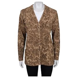 Luxuriöser Saint Laurent Cardigan aus Wollmischung mit Tierdruck XS gebraucht