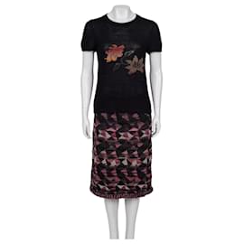 Conjunto de top y falda de punto geométrico Chanel - Talla 38/M de segunda mano