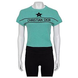 Christian Dior Grünes Kaschmir Signature Top Größe 36/S Gebraucht