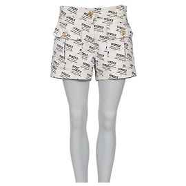 Gucci White Signature Print Cotton Shorts - Size W28 Pre-owned