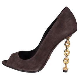 Tom Ford Braune Wildleder Offene Zehen Skulptierte Absatzschuhe Gr. 38 Gebraucht