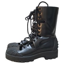 Dior schwarze Lederkampfstiefel Gr. 38 gebraucht