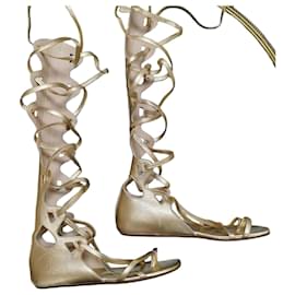Chanel Gold Gladiator Sandals  Sz.38 Pre-Owned