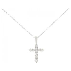 Autre Marque Collana a Croce con Diamanti in Platino
