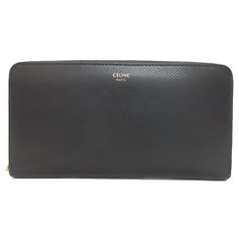 Céline Portafoglio lungo con zip rotondo Celine in pelle nera