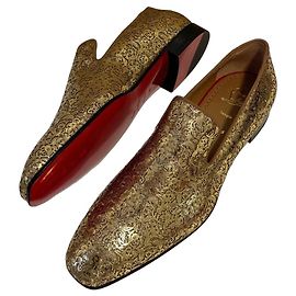 Scarpe Christian Louboutin Dorate con Stampa Floreale