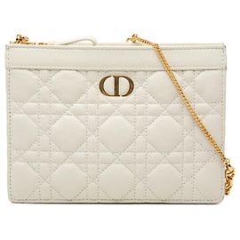 Pochette Every Dior Caro in pelle di vitello Cannage morbida bianca Dior