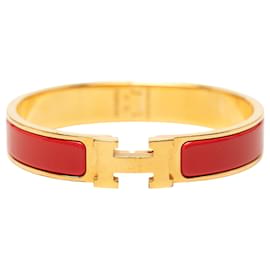 Bracelet PM Clic H en émail rouge étroit Hermès