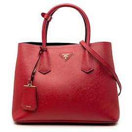Prada Rosso Medio Saffiano Pelle Borsa Doppia