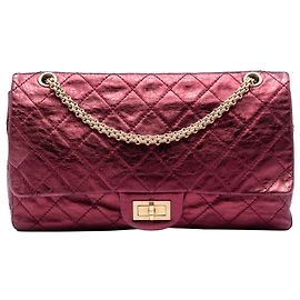 Chanel Rosso Trapuntato Metallico in Agnello Riedizione 2.55 Doppio Faldone 227