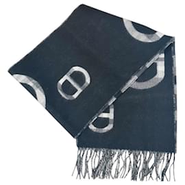Stola in cashmere Hermès in nero e grigio