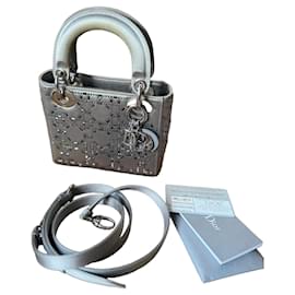 Dior Lady Dior Mini Borsa Argento con Strass