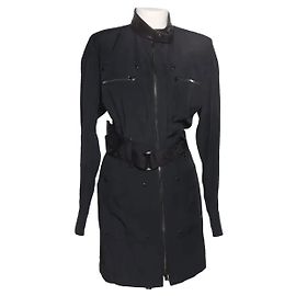 Vestido negro Tom Ford con detalles de cuero 38IT