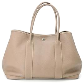 Borsa tote HERMES Garden PM in Negonda grigio Etoupe - Hermès