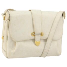 Gucci Borsa a Spalla in Pelle Bianca e Oro Auth BAZ692