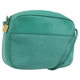 Borsa a Spalla GUCCI Camoscio Verde Oro Auth BA11758A