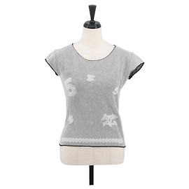 CHANEL COCO Mark Cut And Sew Cotton Black White P23429V13551 CC Auth BAZ828M