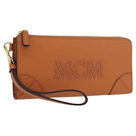 MCM Long Wallet Leather Brown Gold MYLDATA04 Auth SW2294V