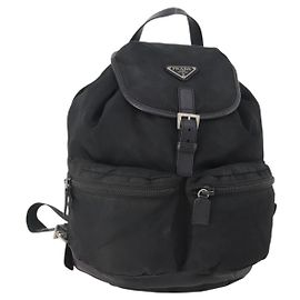 PRADA Rucksack aus schwarzem Nylon mit silberner Authentizität bs34099