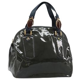 Chloé Borsa a mano Chloe in pelle verniciata khaki oro Auth hk3611