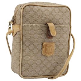 Céline Borsa a Spalla in Tela Macadam CELINE PVC Beige Oro Auth BA11820