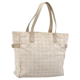 CHANEL Nuova Borsa Tote da Viaggio Nylon Beige Oro CC Auth BA11779