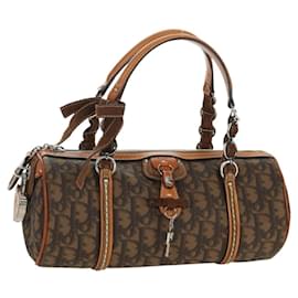 Sac à main en toile Trotter romantique Christian Dior PVC marron argent authentique 170563V