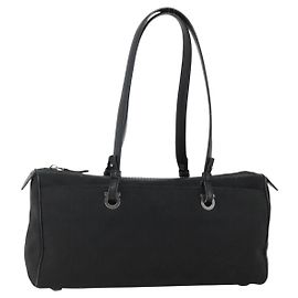 Salvatore Ferragamo Shoulder Bag Canvas Black Silver Auth ka3648