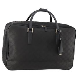 GUCCI GG Canvas Boston Tasche Schwarz Silber Auth 173961