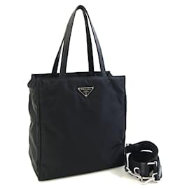 Borsa a mano in nylon nero e pelle Re-Nylon per donne Prada