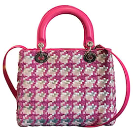 Borsa Lady Dior media in pelle di agnello e tweed rosa