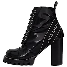 Schwarze Leder-Stiefeletten Star Trail Louis Vuitton Größe 37,5 Gebraucht