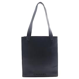 Borsa tote in pelle di vitello grana nera Chanel