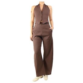 Autre Marque Completo top con collo halter e pantaloni marroni - taglia UK 8