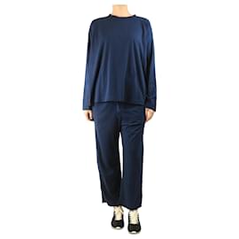 Set top e pantaloni in cotone blu navy - taglia UK 10 - Autre Marque