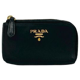 Monedero de cuero negro Prada