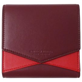 Billetera bi-fold de cuero burdeos Bottega Veneta