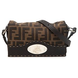 Borsa a tracolla Selleria in tela Zucca marrone Fendi