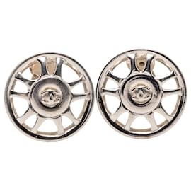 Orecchini a clip in argento placcato CC argento di Chanel