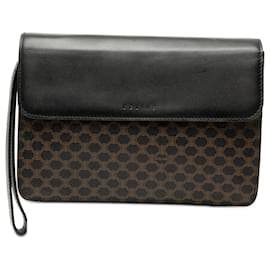 Céline Clutch in tela rivestita Macadam marrone e pelle Celine