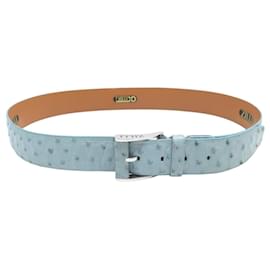 NUOVA CINTURA ZILLI IN PELLE DI STRUZZO BLU T110 FIBBIA IN ACCIAIO - Zilli